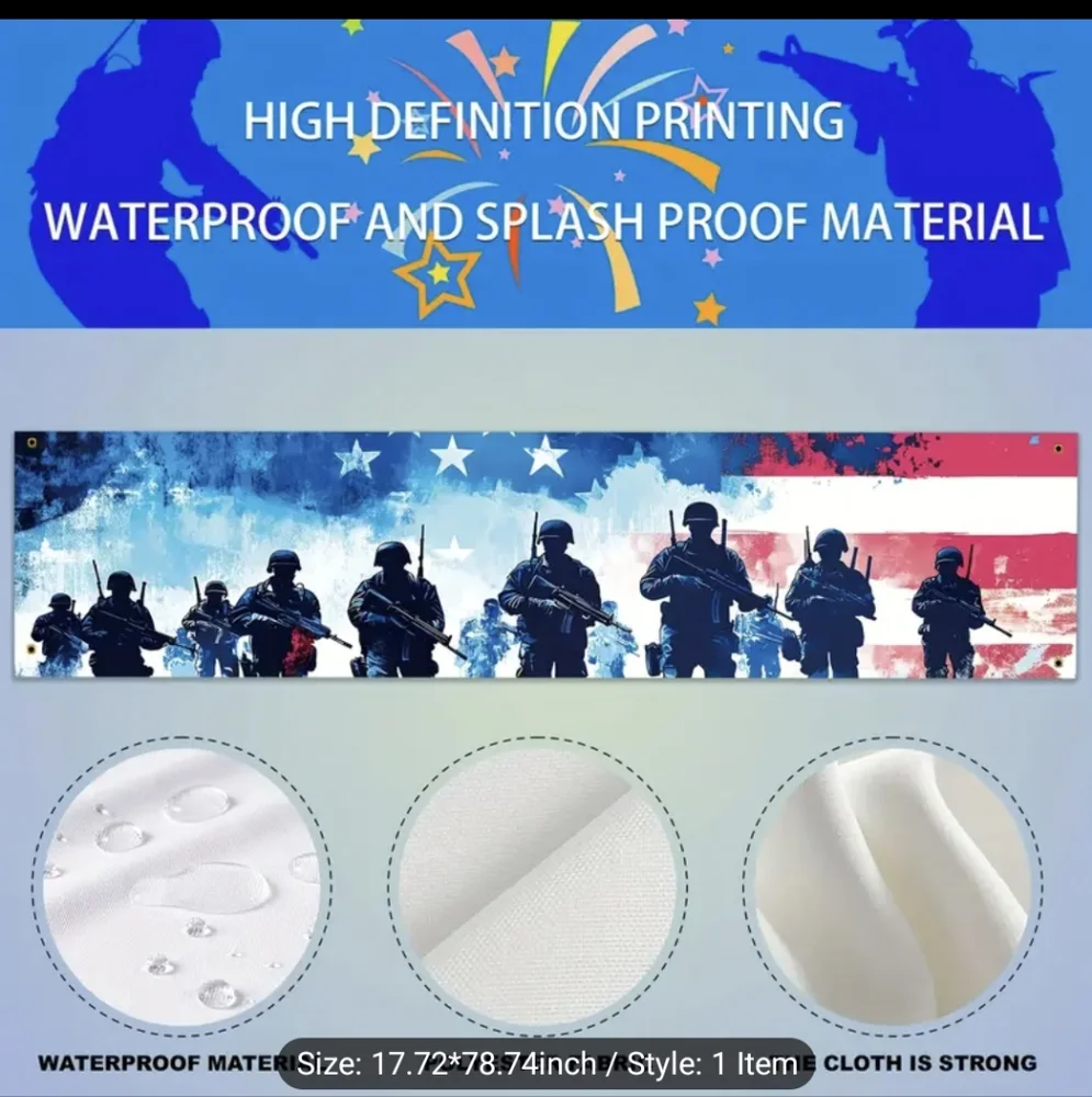 Patriotic Wall Banner with Soldiers in Blue and Red